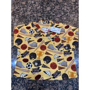 NEW Scrubs Top Pants set with "Go Team Sports" pattern style comfortable